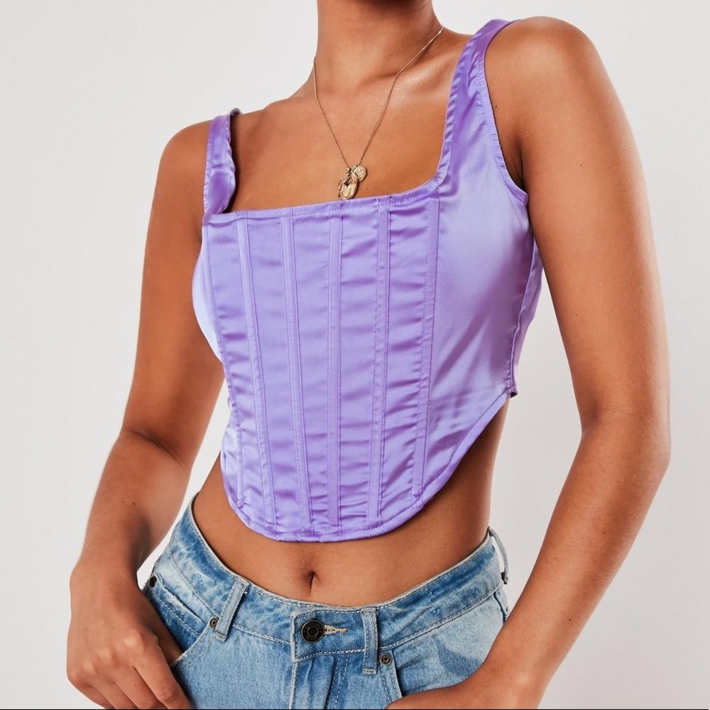 Missguided Lilac Satin Corset Top